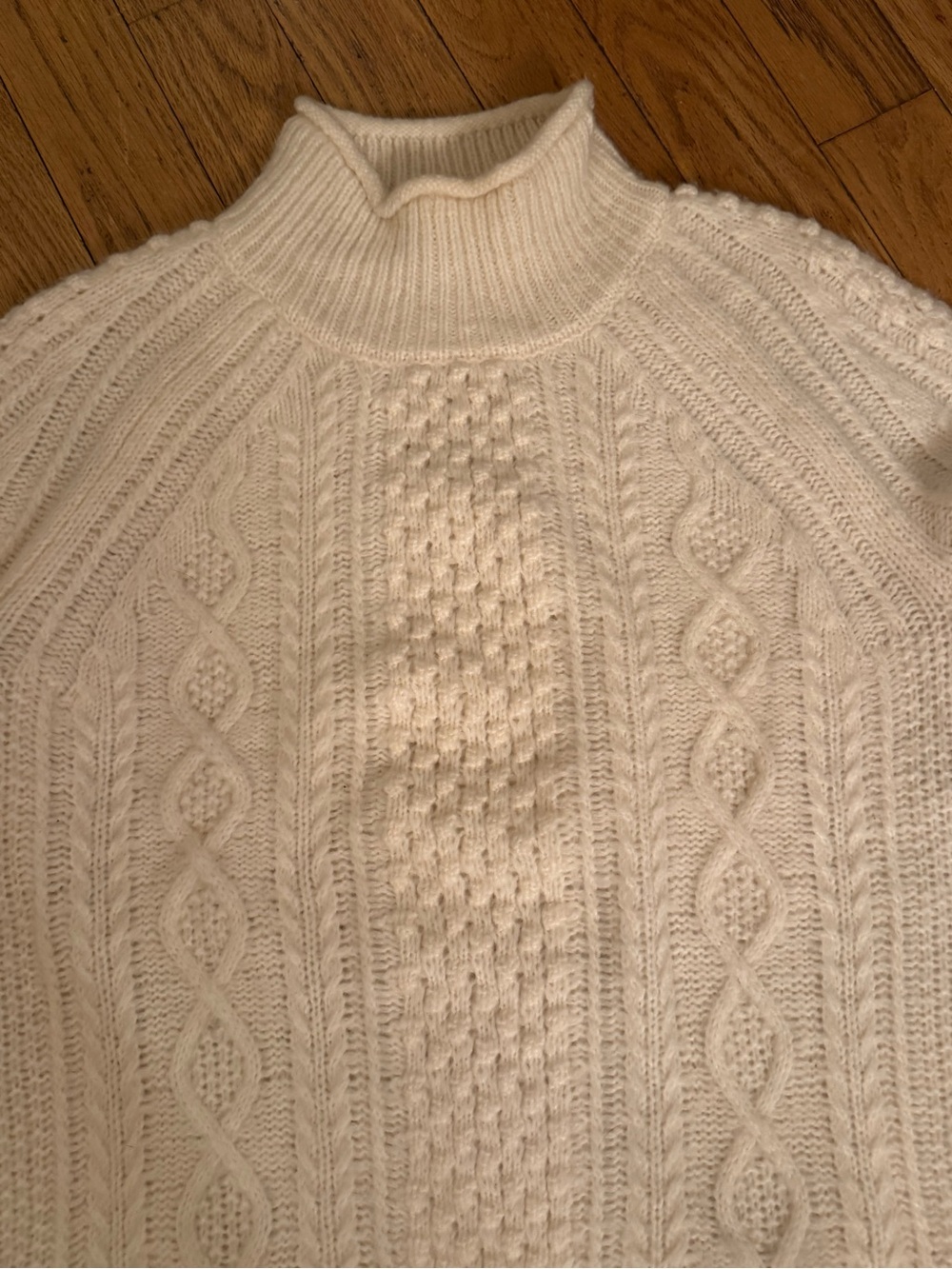 Alex Mill Womens Camil Cable Knit Mockneck Rollneck Sweater Sz M Fisherman Cozy - Picture 4 of 11